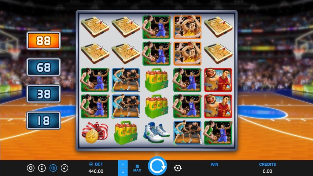 Basketball Star Deluxe uses a standard 5-reel, 3-row layout and gives players some 243 ways to win.